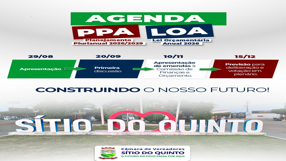 Acompanhe a Agenda do PPA e da PLOA.