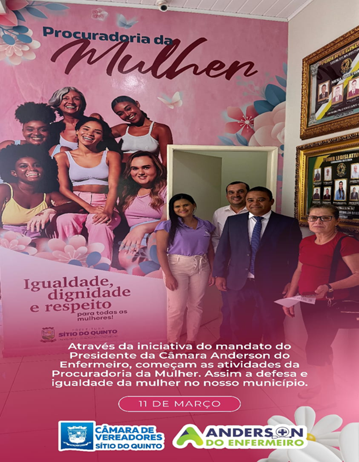 O Presidente “ANDERSON DO ENFERMEIRO” institui a Implantação da Procuradoria da Mulher.